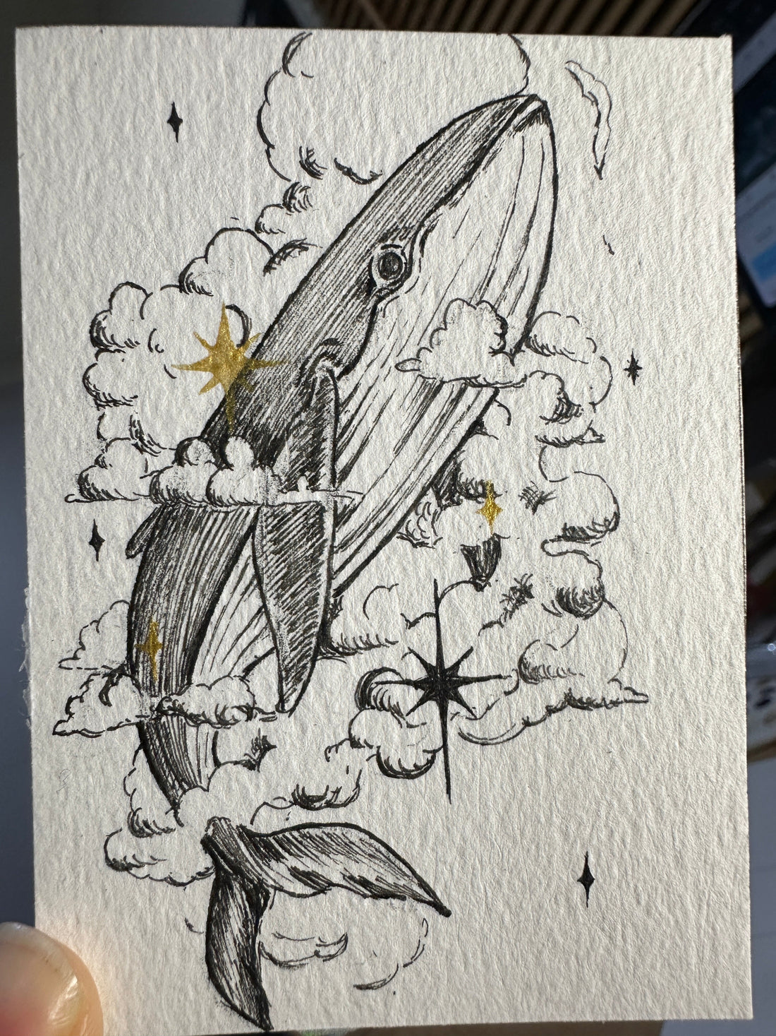 Whale Among the Clouds — Ink ACEO No. 1