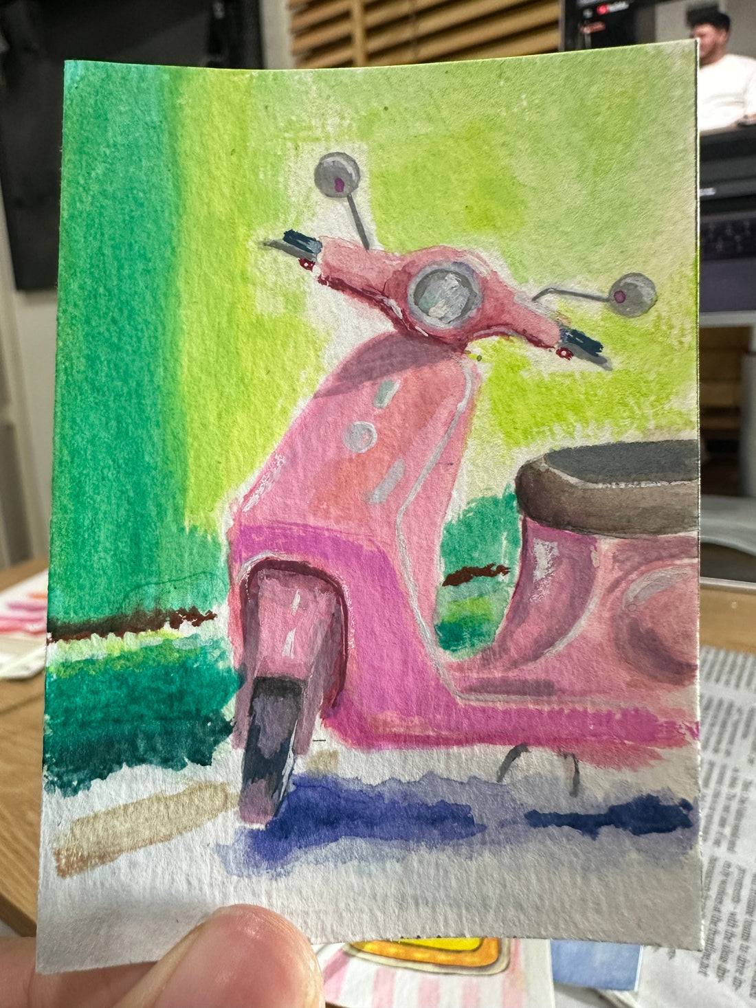 Pink Vespa Scooter — New Original ACEO Now in the Shop