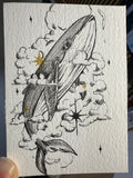 Whale Among the Clouds — Original Ink ACEO