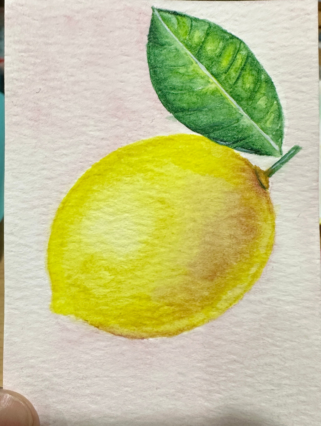 Lemon Leaf Kitchen Still Life — Original ACEO Watercolour Painting | 2.5×3.5" | PUNPARIN