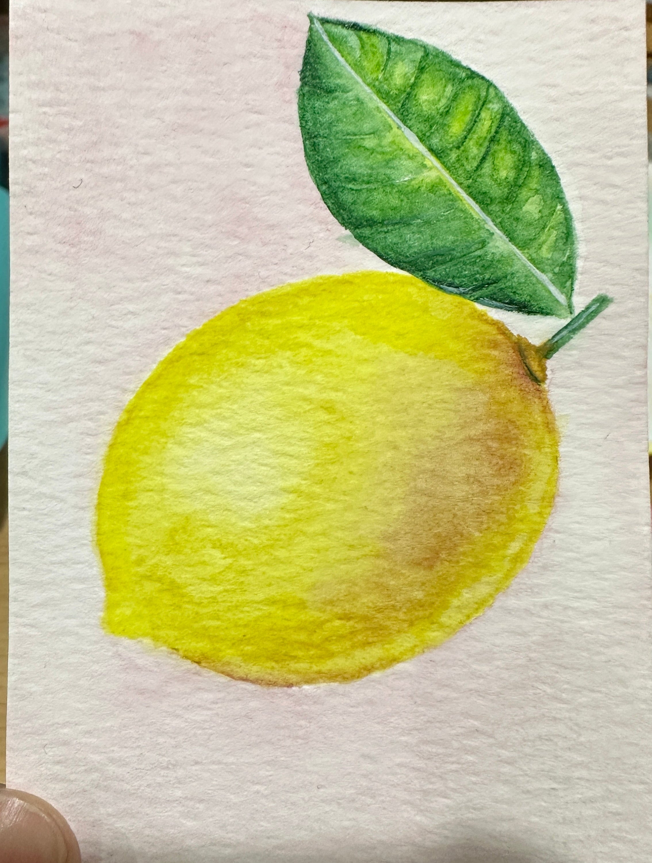 Lemon Leaf Kitchen Still Life — Original ACEO Watercolour Painting | 2.5×3.5" | PUNPARIN