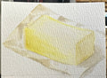 Butter Block Still Life — Original ACEO Gouache Painting | 2.5×3.5" | PUNPARIN