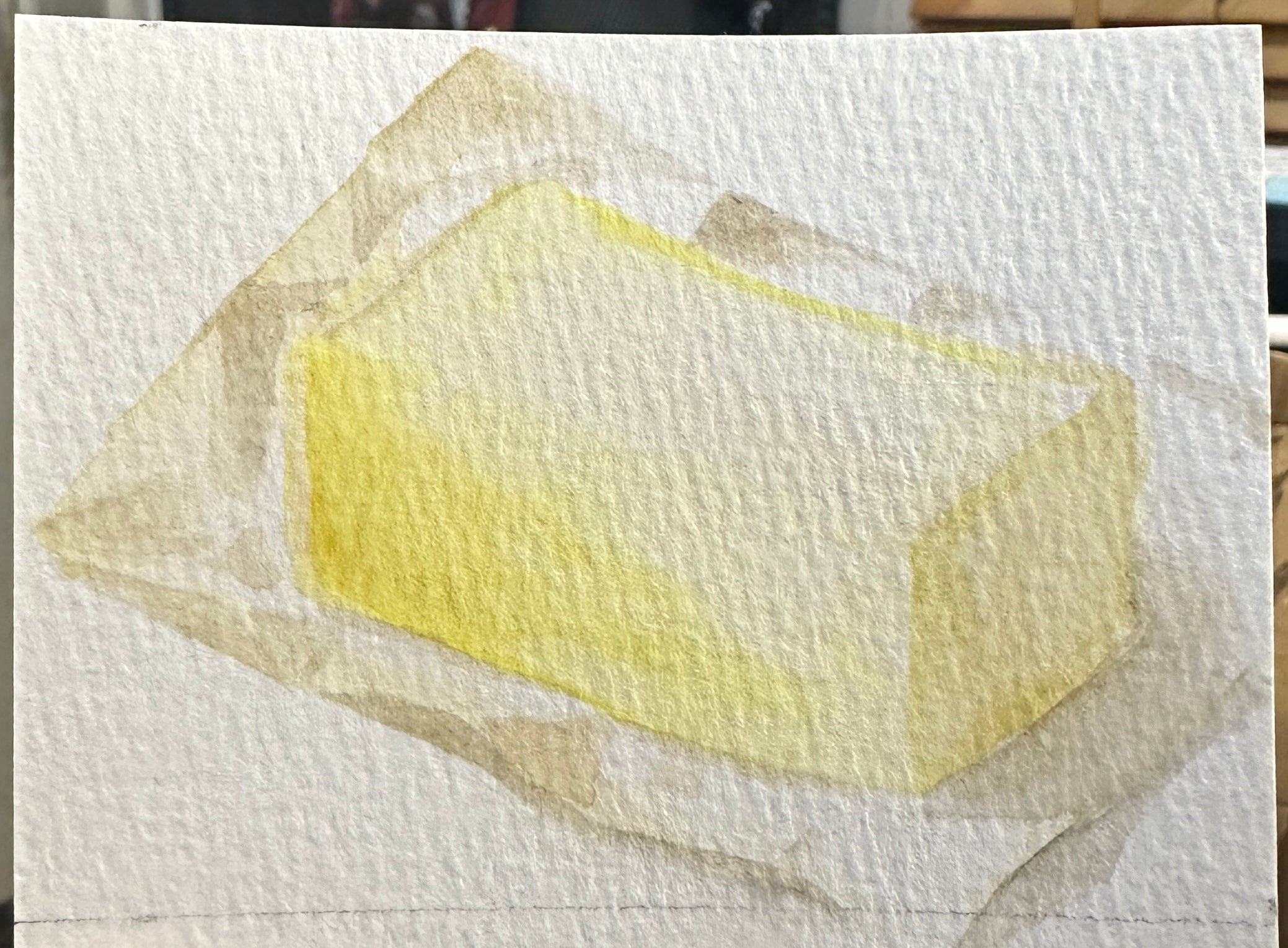 Butter Block Still Life — Original ACEO Gouache Painting | 2.5×3.5" | PUNPARIN