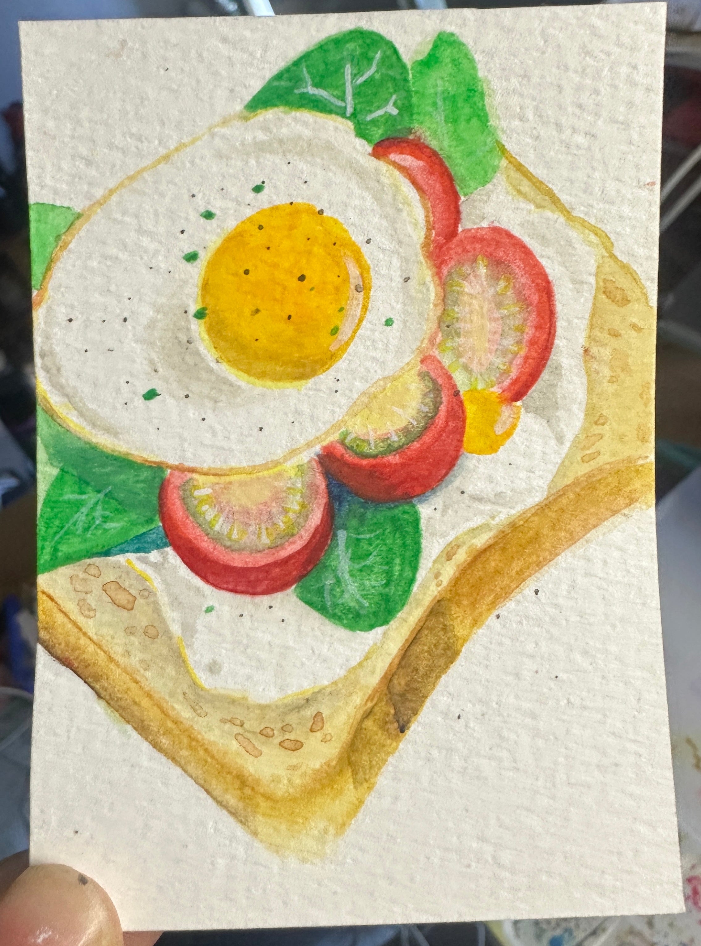 Sunny Egg on Toast - Original ACEO Miniature Painting