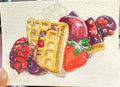Waffle with Berries - Original ACEO Miniature Painting