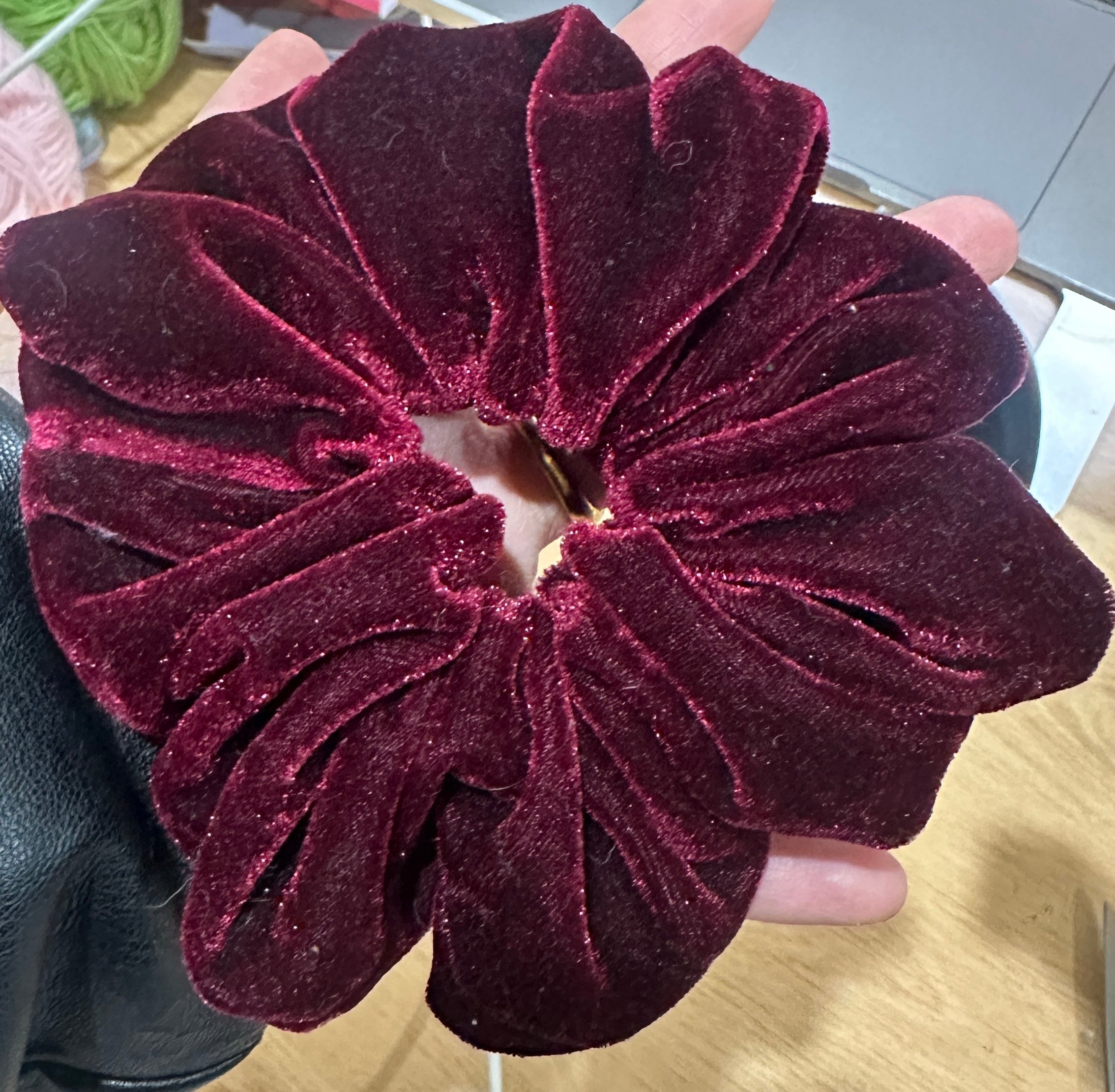 XL Oversized Velvet Scrunchie — Burgundy Wine | Hair Tie & Wrist Accessory | PUNPARIN ART