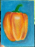 Glossy Orange Bell Pepper - Original ACEO Miniature Painting