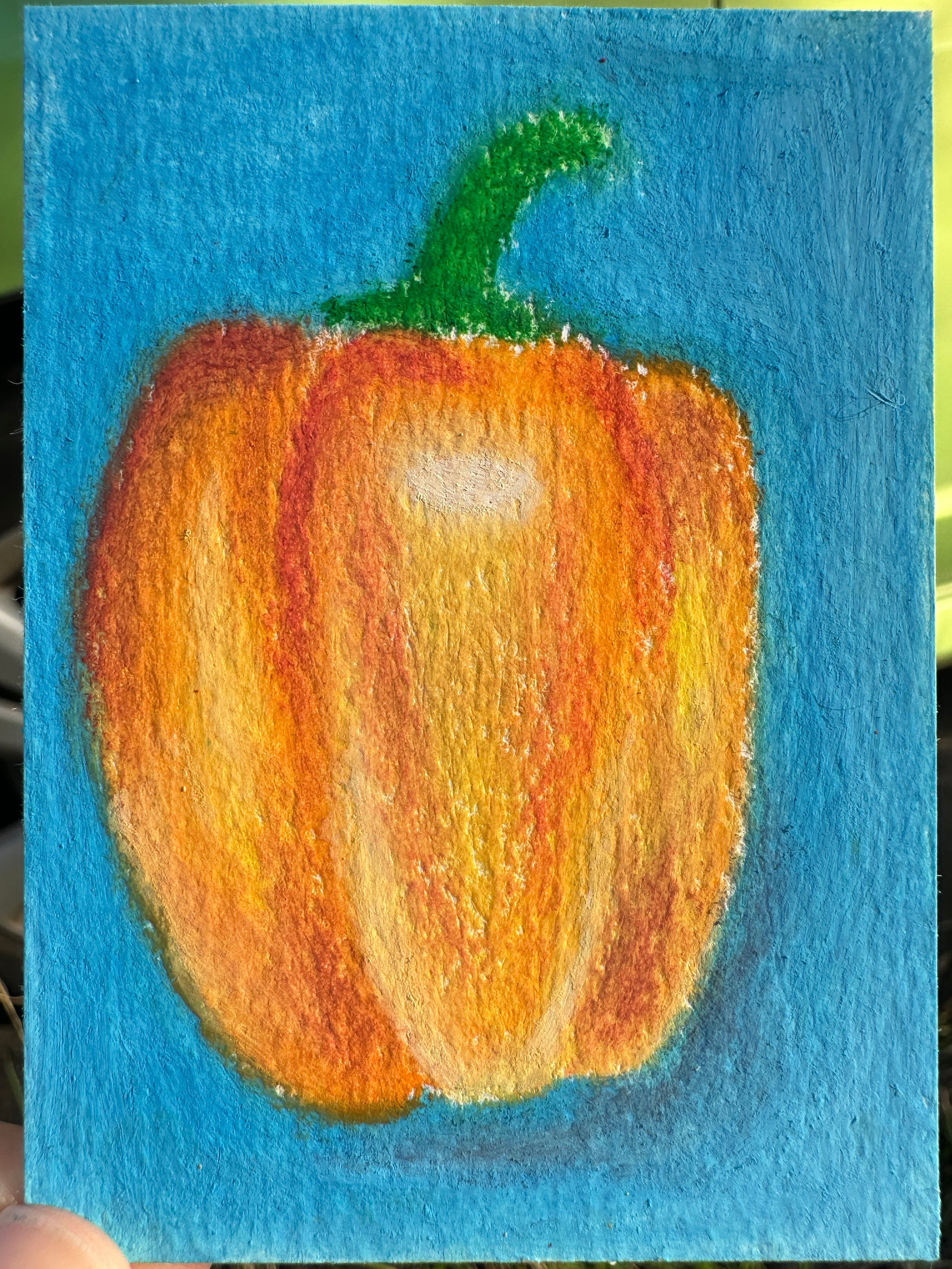 Glossy Orange Bell Pepper - Original ACEO Miniature Painting