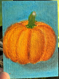 Ripe Orange Pumpkin - Original ACEO Miniature Painting