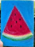 Juicy Watermelon Slice - Original ACEO Miniature Painting