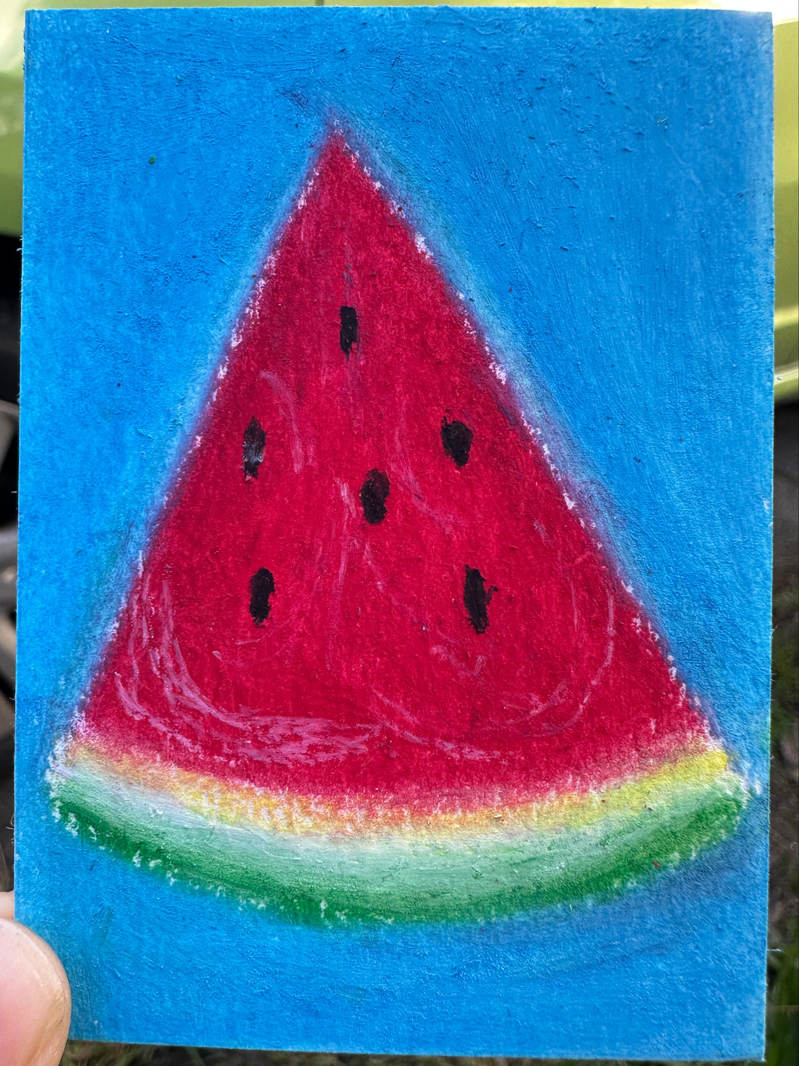 Juicy Watermelon Slice - Original ACEO Miniature Painting
