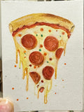 Dripping Pepperoni Pizza Slice - Original ACEO Miniature Painting