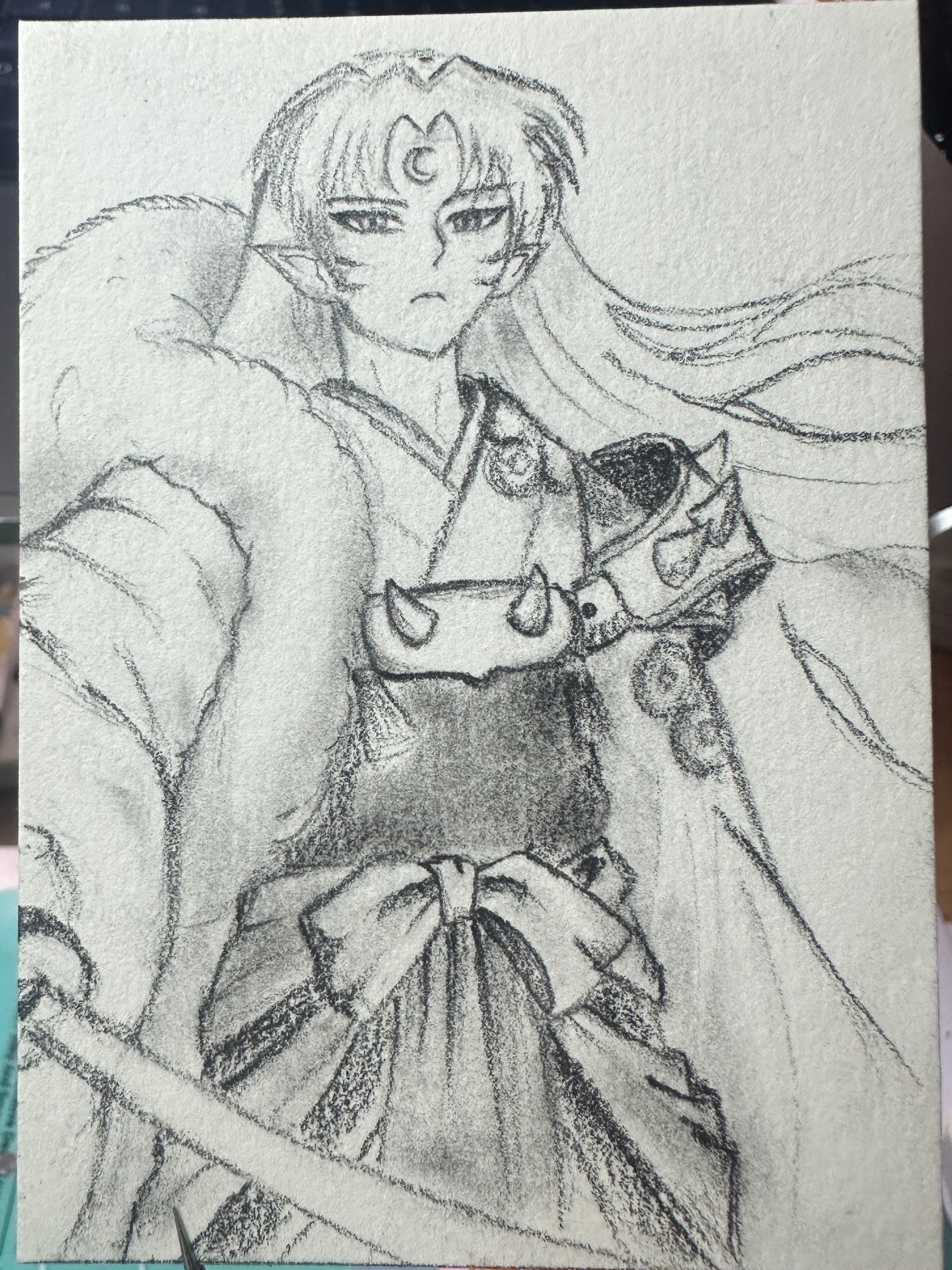 Sesshomaru Fan Art Sketch - Original ACEO Miniature Painting