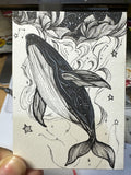 Celestial Whale Among the Stars - Original ACEO Miniature Painting